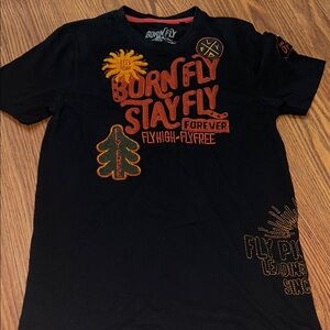 Born Fly Stay Fly Men's Ozarks Embroidered Cotton Streetware Tee Fly Forever